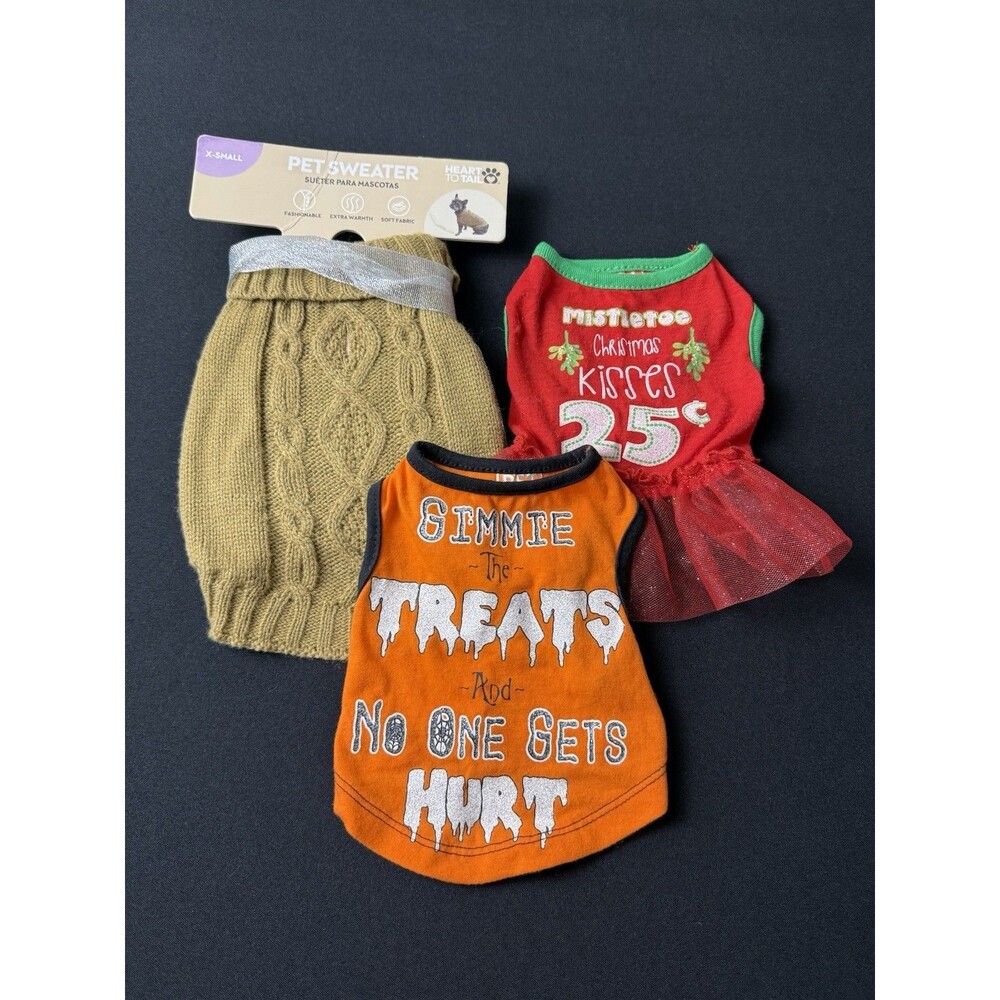 Dog Clothing Lot Sz XS Halloween Christmas Sweater